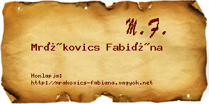 Mrákovics Fabiána névjegykártya
